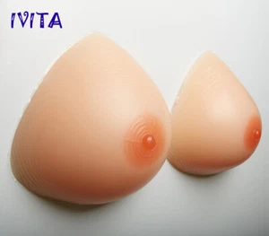 IVITA FF Cup Large Triangle Silicone Breast Forms CD TG Drag Queen Bra Enhancers - Picture 1 of 8