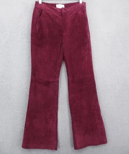 Anthropologie Suede Pants Carson Bootcut Trousers Lined Pockets Red Size 6 - Picture 1 of 12