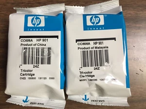 Lot 2 - Genuine HP 901 Tri-Color Ink - Expired 2014-2016 - Picture 1 of 2