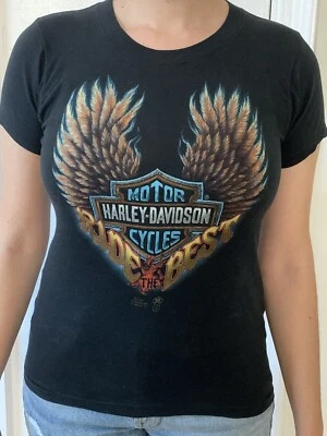 VTG Rare 1987 Harley Davidson Ride The Best 80s 3D Emblem Womens T-Shirt - Image 1 of 4