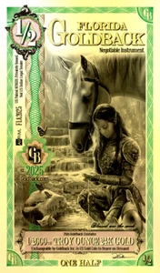 LOT 20 X 1/2 FLORIDA ALPHA GOLDBACK AURUM 24KT GOLD FOLIE NOTE BU 1/2000TH OZ - Bild 1 von 10