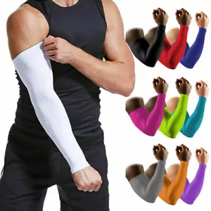 UV Sun Protection Compression Cooling Sports Arm Sleeves Cover for Men Women - Picture 1 of 24