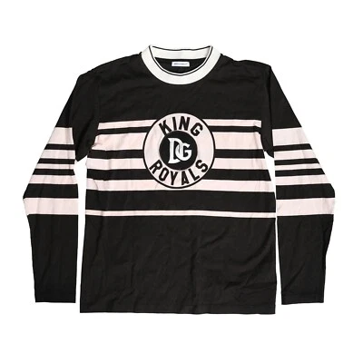 DOLCE & GABBANA Kids T-shirt Black DG KING ROYALS Long Sleeves s. Tag 12 300usd - Image 1 of 4
