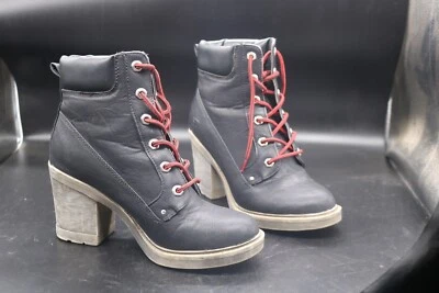 Women's Dirty Laundry Chunky Booties- Lace-Up Boots-Size 8-Black-Red Strings - Image 1 of 4
