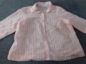 JH Collectibles Womens Blouse 3X Plus Pink stretch button up top - Picture 1 of 12