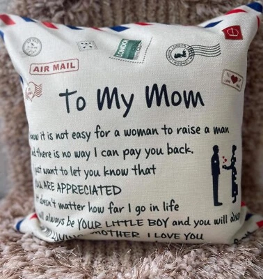 (Solo funda) A mi mamá, regalo de hija hijo - Funda de almohada idea cumpleaños, 18x18 Foto 1 de 2