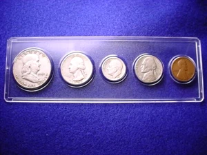 1951-S 5 COIN SAN FRANCISCO MINT SET KEY DATE COINS 90% SILVER! #11 - Picture 1 of 7