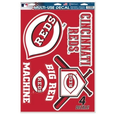 CINCINNATI REDS 4 PIECE MULTI-USE DECALS 11"X17" WINDOWS WALLS LIKE FATHEAD - Image 1 of 2