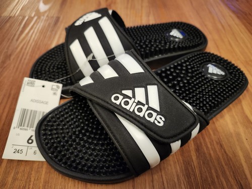 Adidas Adissage sandali uomo 6 bianco e nero nuovi con etichette donna 7 7 5