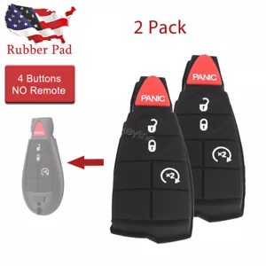2 For 2008-2021 Jeep Grand Cherokee Remote Key Fob Rubber Pad 4 Buttons - Picture 1 of 6