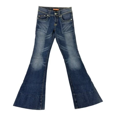 Pantalones de mezclilla para mujer Y2K APOLLO pierna ancha puntada en contraste azul talla W28 Foto 1 de 4