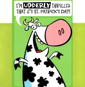 Funny Happy St. Patrick's Day Funny Corned Beef Corny Cow Hallmark Greeting Card - Picture 1 of 3
