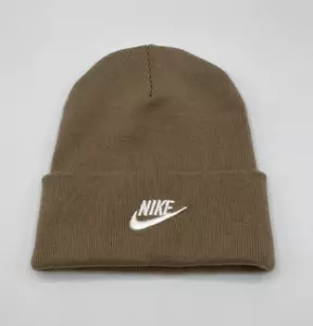 Nike Peak Futura Logo Beanie Taupe Brown One Size HF0186-247 - Picture 1 of 4