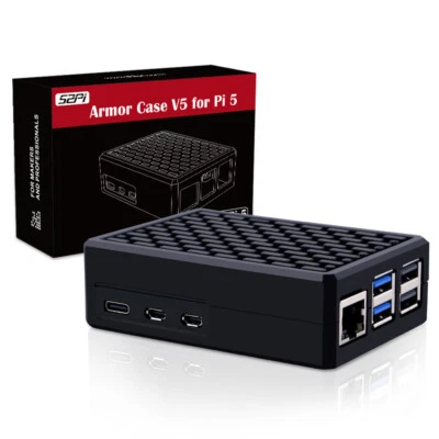 Armor Case V5 Black Aluminum Alloy Passive Cooling Enlosure for Raspberry Pi 5 - Image 1 of 4