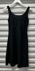Women Vivienne Tam Black Floral Leaf Emboss Pattern Classic Evening Dress Size 0 - Picture 1 of 9