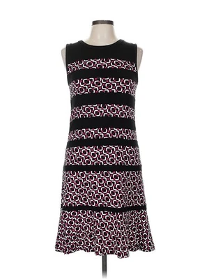 New $110 MICHAEL KORS Foulard Paneled ruffle Dress black pink M casual business - Image 1 of 4