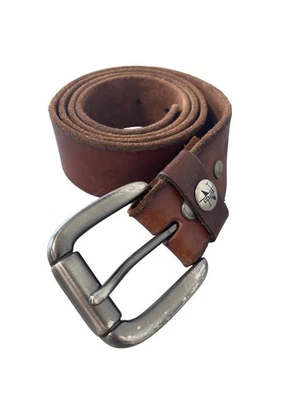 Y2K Abercrombie and Fitch Genuine Italian Leather Belt Sz 32 Brown Adjustable Bu - Image 1 of 4
