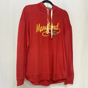 Maryland Terrapins Women's Medium Red Hoodie Sweatshirt Champion Embroidered - Picture 1 of 10