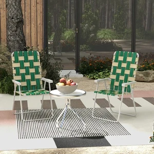 Sillas plegables de patio Outsunny 2 piezas, sillas de camping al aire libre, verdes - Imagen 1 de 11