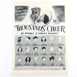 1943 Thousands Cheer Musical PRINT AD Love Story WW2 Army Camp MGM Movie Film - Picture 1 of 1