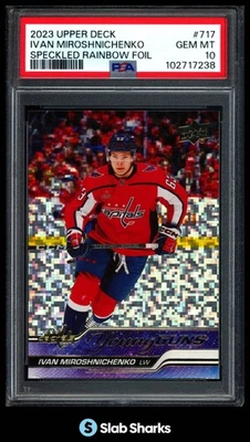 2023 UPPER DECK IVAN MIROSHNICHENKO YOUNG GUNS RC SPECKLED FOIL RAINBOW PSA 10 - Image 1 of 4