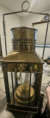 Vintage Marine Cargo Light Brass Ship Carriage Lantern  15"  - Image 1 of 4