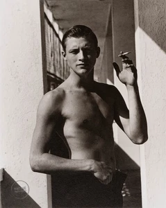 VTG Herb Ritts Print James Male Model Duotone Engraving Art Photo 1985 Mat 12x14 - Picture 1 of 2