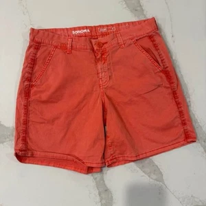 Sonoma Chino Flat Front Shorts Womens Size 8 Light Orange Summer Casual Vacation - Picture 1 of 5