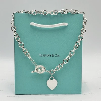 Collar Tiffany & Co. Corazón Etiqueta Palanca Plata de Ley 925 con Bolsa de Regalo y Caja Foto 1 de 4