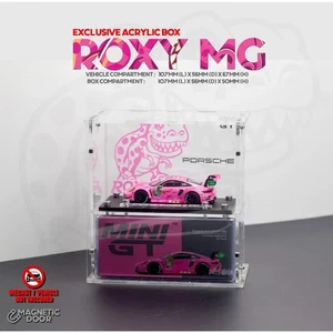 Mini GT Acrylic Display Box 1:64 Porsche 911 GT3 R Roxy + Magnetic Door Quality - Picture 1 of 6