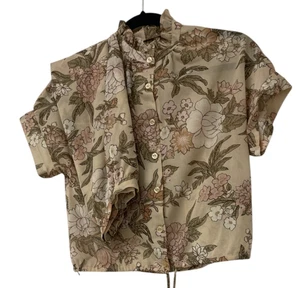 Vintage braun 2 Stück Blumen Bluse & Midi Rock Outfit Set Größe Small 1970er - Bild 1 von 9