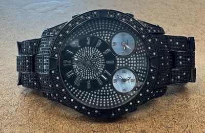 JBW Big Jet Setter Black PVD SS Men's Diamond 3 Time Zone Watch J6348D [075WES] - Image 1 of 4