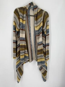 Olivia Sky giallo e blu maglia cardigan maglione spolverino aperto davanti taglia M - Foto 1 di 3
