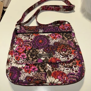 Vera Bradley Double Zip Mailbag Rosewood Cross Body Excellent - Picture 1 of 7