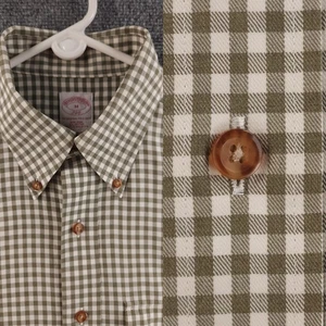 Camicia uomo Brooks Brothers check media senza ferro bottoni cotone verde tasca - Foto 1 di 16