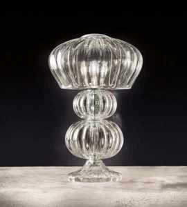 Abat jour lumetto da comodino in vetro di murano trasparente MS-235 - Picture 1 of 1