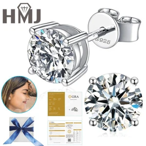 Pendientes HMJ Moissanita para Mujer Color D Diamante Plata 925-1 Par - Imagen 1 de 20
