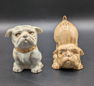 Juego de coctelera de sal y pimienta Bulldog vintage de porcelana hecha en Japón 4" - Imagen 1 de 11