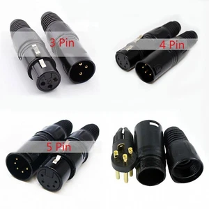 XLR 3P 4P 5P Male/Female Cannon Microphone Audio Connector Balanced Plug Black - Picture 1 of 13
