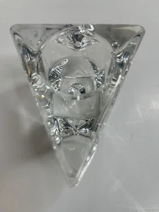 Orrefors Crystal Tea Light Votive Candle Holder Sweden Triangular Clear - Picture 1 of 7