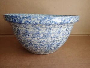 Vintage Roseville Ohio Freundschaft Keramik blau Schwamm Geschirr 4 Quart. Henn Rührschüssel - Bild 1 von 7
