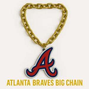 Atlanta Braves Big Fan Chain Necklace | Red or Gold Chain | 7 Logo | Fast Ship - Picture 1 of 5