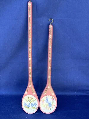 Primitive Vintage Pennsylvania Dutch Hand Painted Handmade Spoons OOAK  ❤️sj11m1 - Image 1 of 4
