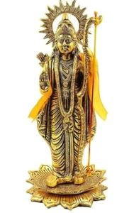 Lord Ram Antique Gold Metal Statue Car Dashboard, Temple Pooja, Home & Office - Picture 1 of 6