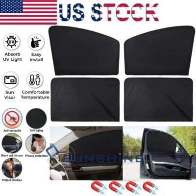 4X Magnetic Auto Car Suction Sun Shade Curtain Full Shading Sunshade Accessories - Image 1 of 4