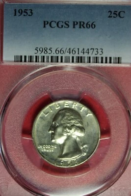 1953 PCGS PR66 WASHINGTON QUARTER #B43399 - Image 1 of 2