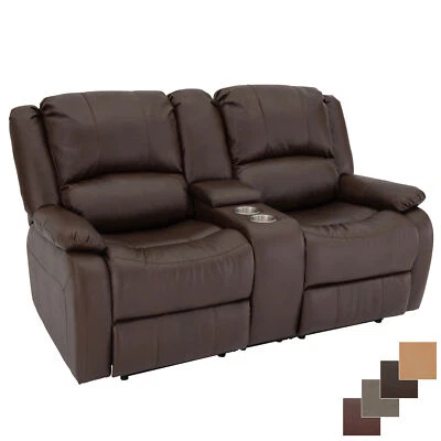 RecPro Charles 67" Double RV Zero Wall Hugger Recliner Sofa W/ Console Mahogany - Image 1 of 4