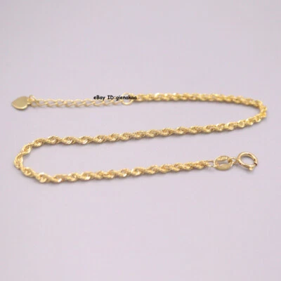 Pure Au750 18K Yellow Gold Chain 1mmTwist Rope Link Bracelet 1-1.2g 6.3-7.1inch - Image 1 of 4