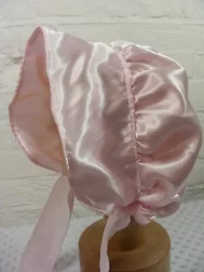 ADULT BABY SISSY BONNET pink satin hat FANCYDRESS Victorian book day - Picture 1 of 6