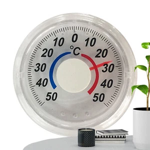 Stick-on Transparent Plastic Outdoor Window Analog Thermometer Circular - Picture 1 of 12
